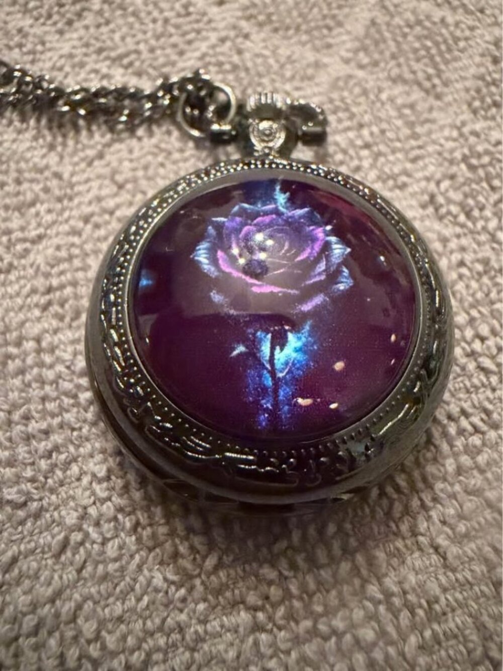Purple Rose Pocket Watch